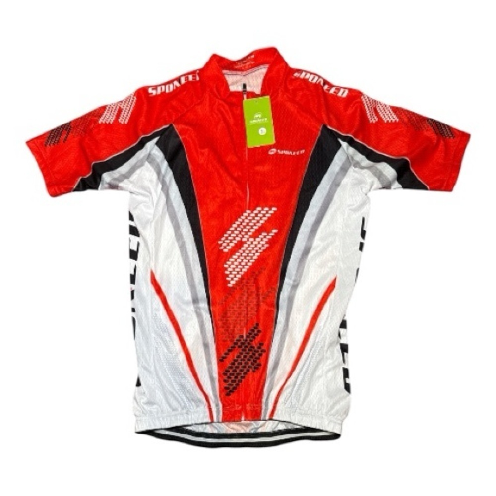 NEW! Sponeed Men's Short Sleeve Full Zip Bicycle Cycling Jersey Large